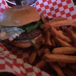 Blue Cheese Burger and Fries