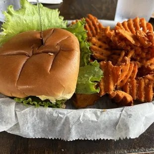a burger and french fries