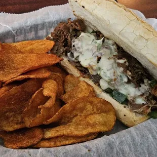 Philly Cheesesteak with chips
