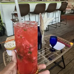 The oxtails and the strawberries mojito with tequila