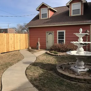 Quart yard in the back of the BNB with a Gazebo and Fountain.