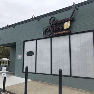 Front of building right at Glenwood and Canfield rd intersection.