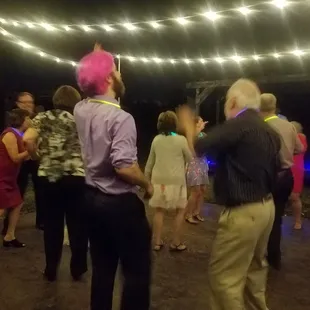 Lovely new dance floor strung with lights