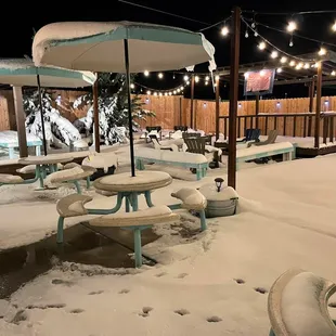 Snow Storm in back patio