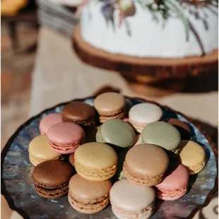 Delicate mini French macaroons