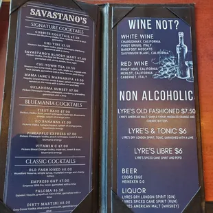 Alcohol menu