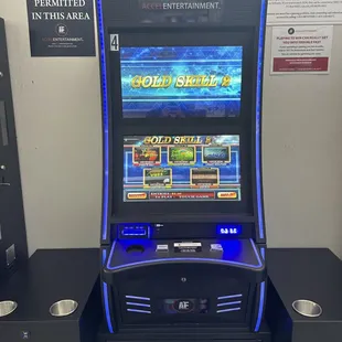 a slot machine in a room