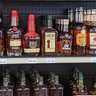 a variety of liquor