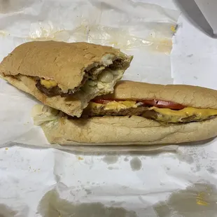 Hot sausage patty poboy