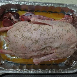9 lbs. goose (in orange/thyme marinade)