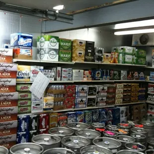shelves of beer and cans