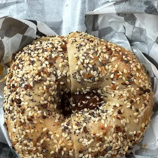 Bacon, Egg, and Cheese on an Everything Bagel