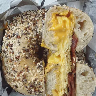 Bacon, Egg, and Cheese on an Everything Bagel