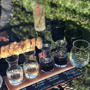 Appetizers and wine flight