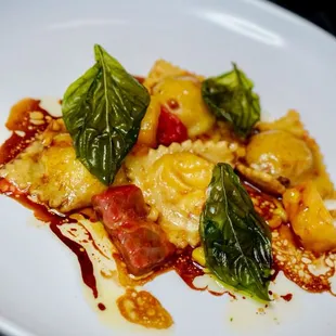 White Corn Ravioli with Heirloom Tomatoes