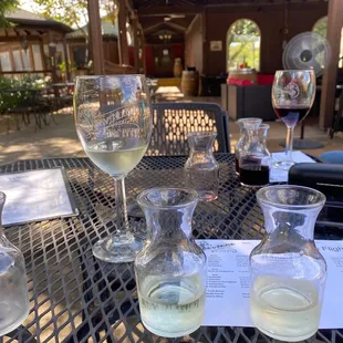 glasses of wine on a table