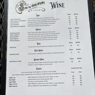 Wine menu