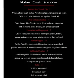 the menu