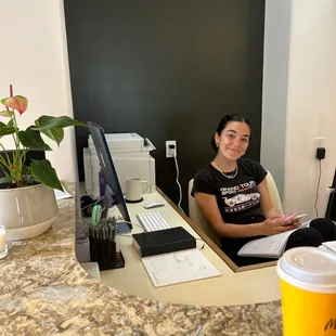 Fun at the reception desk!