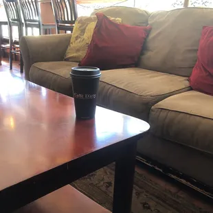 Coffee cup, cozy couch