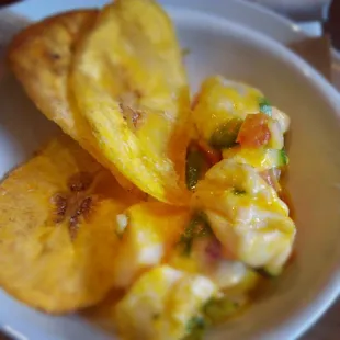 Pacific Rock Fish Ceviche with Plantain Chips at Bocanova.