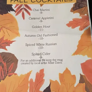 Fall cocktails, early December 23'.
