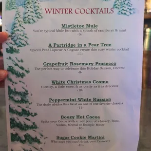 Seasonal cocktails (Dec. 24')