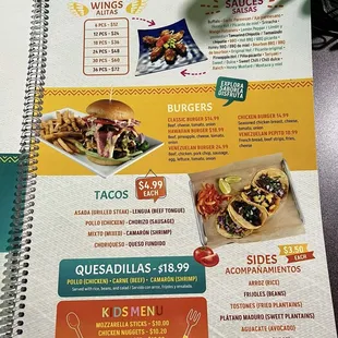 tacos, menu