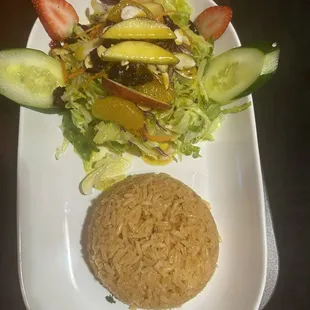 Mexican rice and salad