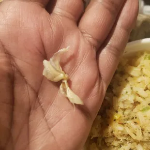 Crab shell in the rice