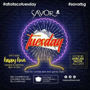 a neon sign with the words tuesday