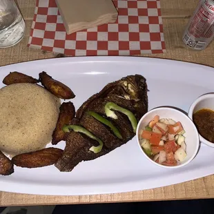 Attieke with tilapia