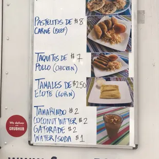 a menu on a food truck