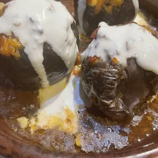 Mahshi stuffed baby eggplant tahini black rice pumpkin
