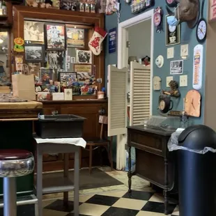 the interior of a barber shop