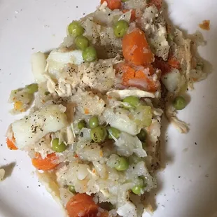 Opened up the Chicken Pot Pie and added salt and pepper. Needs more chicken though.
