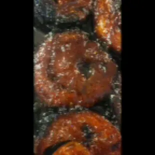 Pork belly cinnamon rolls comes with a garlic sauce ass the icing