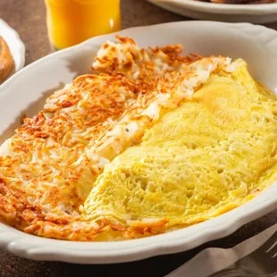 an omelet and toast