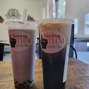 two drinks on a table