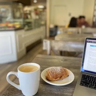 Hazelnut Latte with almond milk + a chocolate croissant = perfect companion for studying