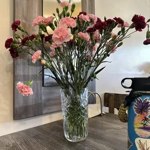 Beautiful floral arrangements on table