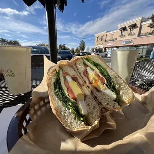 Spinach bacon sandwich with pepper jack cheese!! This is my go to and it&apos;s soo good!