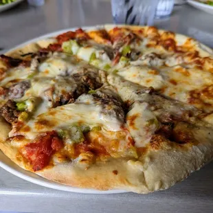a pizza on a plate
