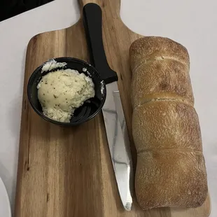 Yummy bread with herb butter
