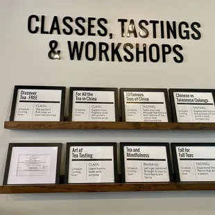 Tea class menu