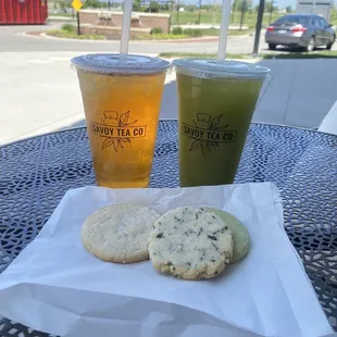 Lemon, earl grey and matcha cookies Cape paradise tea and lemon matcha sparkling tea
