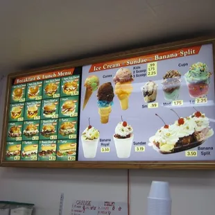 Breakfast &amp; Lunch Menu / Ice Cream Menu