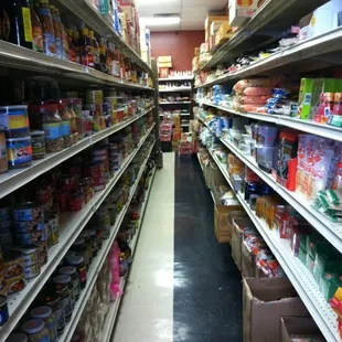 aisle of canned food items