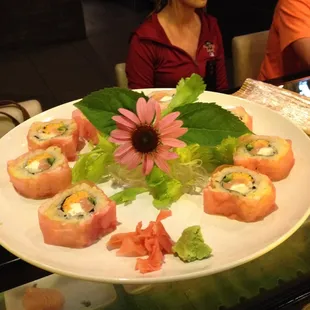a plate of sushi