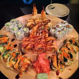 California Roll, Philly Roll, Crunchy Roll, Crazy Roll, Out of Control Roll and Pink Lady Roll